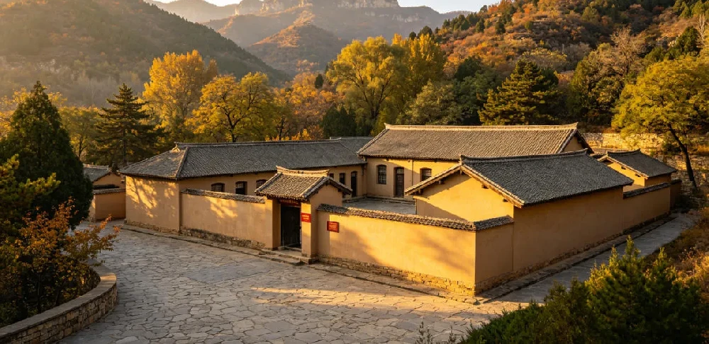 西柏坡红色教育基地旧址风貌 西柏坡干部培训学院现场教学,西柏坡干部培训基地革命院落,开展西柏坡红色教育研学风景图
