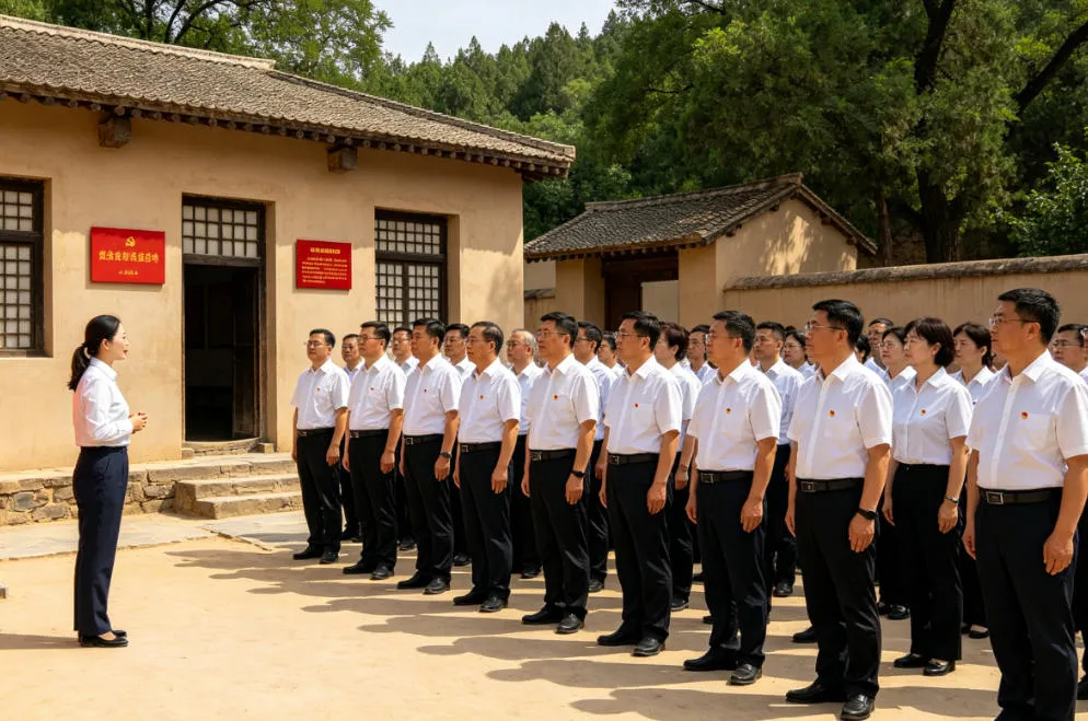 西柏坡红色教育基地廉政研学 西柏坡干部培训学院学员现场学习廉洁党史,西柏坡干部培训基地开展西柏坡红色教育,强化党员干部作风建设